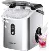 EUHOMY Nugget Ice Maker Countertop with Handle, Ready in 6 Mins, 34lbs Per Day, Removable Top Cover, Auto-Cleaning, Portable Sonic Ice Maker with Basket and Scoop, for Home/Party/RV/Camping (Silver)(Steel Light Silver)