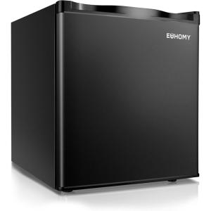 EUHOMY Mini Freezer Countertop,1.1 Cubic Feet, Single DoorCompact Upright Freezer with Reversible Stainless Steel Door, Removable Shelves, Small freezer for Home/Dorms/Apartment/Office(Silver)(Black)