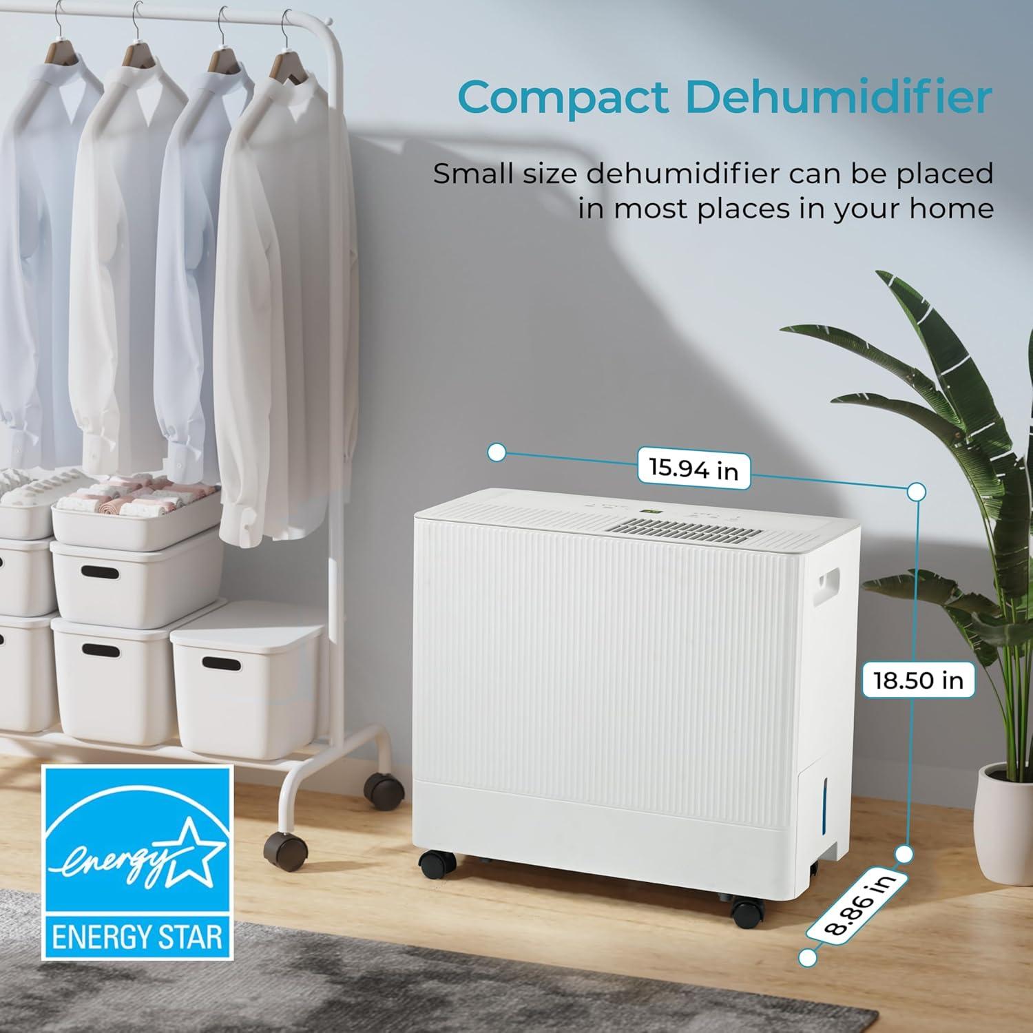 image:imageEuhomy 1500 SqFt Energy Star Dehumidifier for Basement 22 Pint to 55 Pint Dehumidifier with 085 Gallon Water Tank Capacity Auto DrainageLarge Dehumidifiers For Home with 4 Operation Modes35Pints