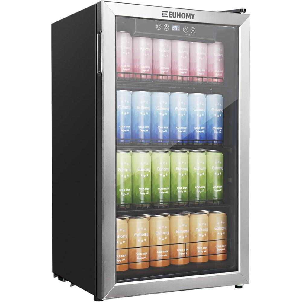 image:imageEUHOMY 24 Inch Under Counter Double Drawer Fridge Weather Proof Stainless Steel Outdoor Beverage Refrigerator for Patio Builtin Beverage Fridge for Home amp Commercial Use Stainless Steel Silver33 CuFt Beverage Refrigerator