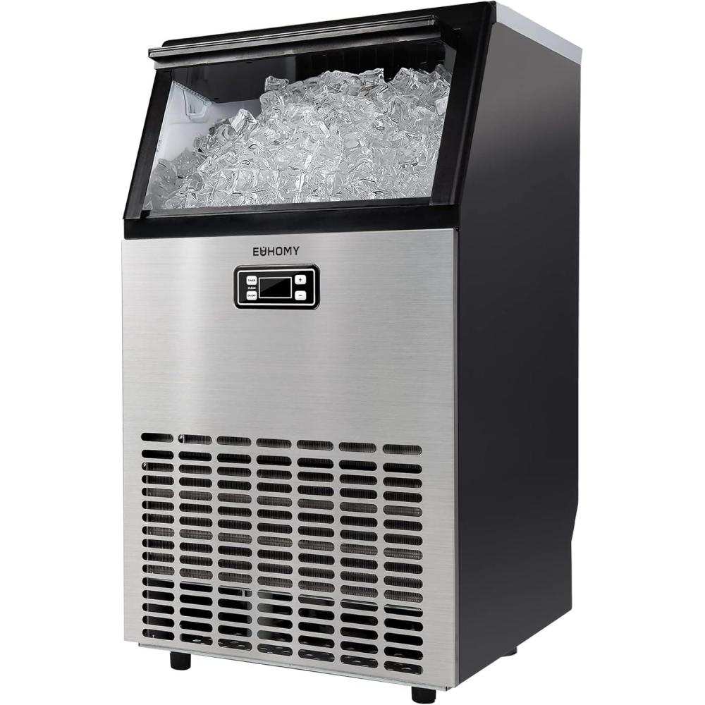 image:imageEUHOMY Commercial Ice Maker Machine 95lbs Daily Production 33lbs Ice Storage Stainless Steel Freestanding amp Under Counter Ice Maker Ideal Ice Maker for HomeBarRestaurantOutdoor Activities