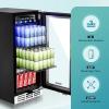 EUHOMY 15 Inch Beverage Refrigerator Cooler Under Counter 127 Cans Beverage Fridge Built-in or Freestanding with Glass Door, LED Light, Beer Fridge for Soda, Water, Wine – Home Kitchen Bar.
