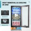 EUHOMY 15 Inch Beverage Refrigerator Cooler Under Counter 127 Cans Beverage Fridge Built-in or Freestanding with Glass Door, LED Light, Beer Fridge for Soda, Water, Wine – Home Kitchen Bar.