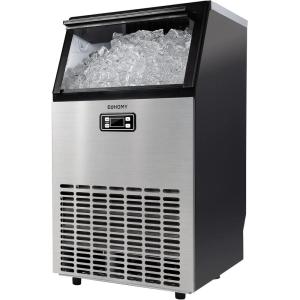EUHOMY Commercial Ice Maker Machine – 95lbs Daily Production, 33lbs Ice Storage, Stainless Steel Freestanding & Under Counter Ice Maker, Ideal Ice Maker for Home/Bar/Restaurant/Outdoor Activities
