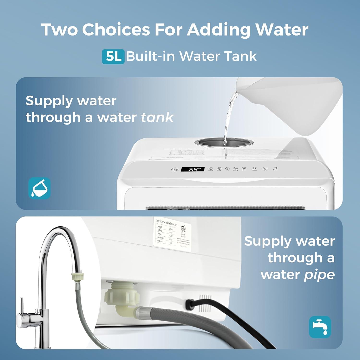 image:imageEUHOMY Countertop Dishwasher Portable with 6 Programs 5L Builtin Water Tank for Apartments amp RV 167 HighTemp No Hookup Needed Mini Dishwasher with Baby Care Air DryQuickECOFruitNormal Mode6 Programs White
