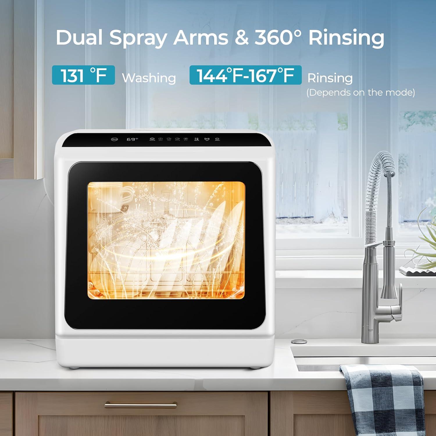 image:imageEUHOMY Countertop Dishwasher Portable with 6 Programs 5L Builtin Water Tank for Apartments amp RV 167 HighTemp No Hookup Needed Mini Dishwasher with Baby Care Air DryQuickECOFruitNormal ModeDishwasher