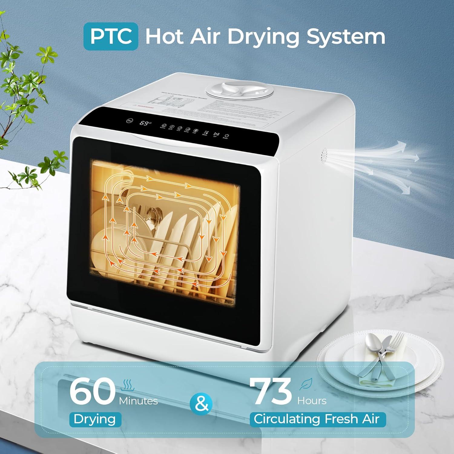 image:imageEUHOMY Countertop Dishwasher Portable with 6 Programs 5L Builtin Water Tank for Apartments amp RV 167 HighTemp No Hookup Needed Mini Dishwasher with Baby Care Air DryQuickECOFruitNormal Mode6 Programs Black