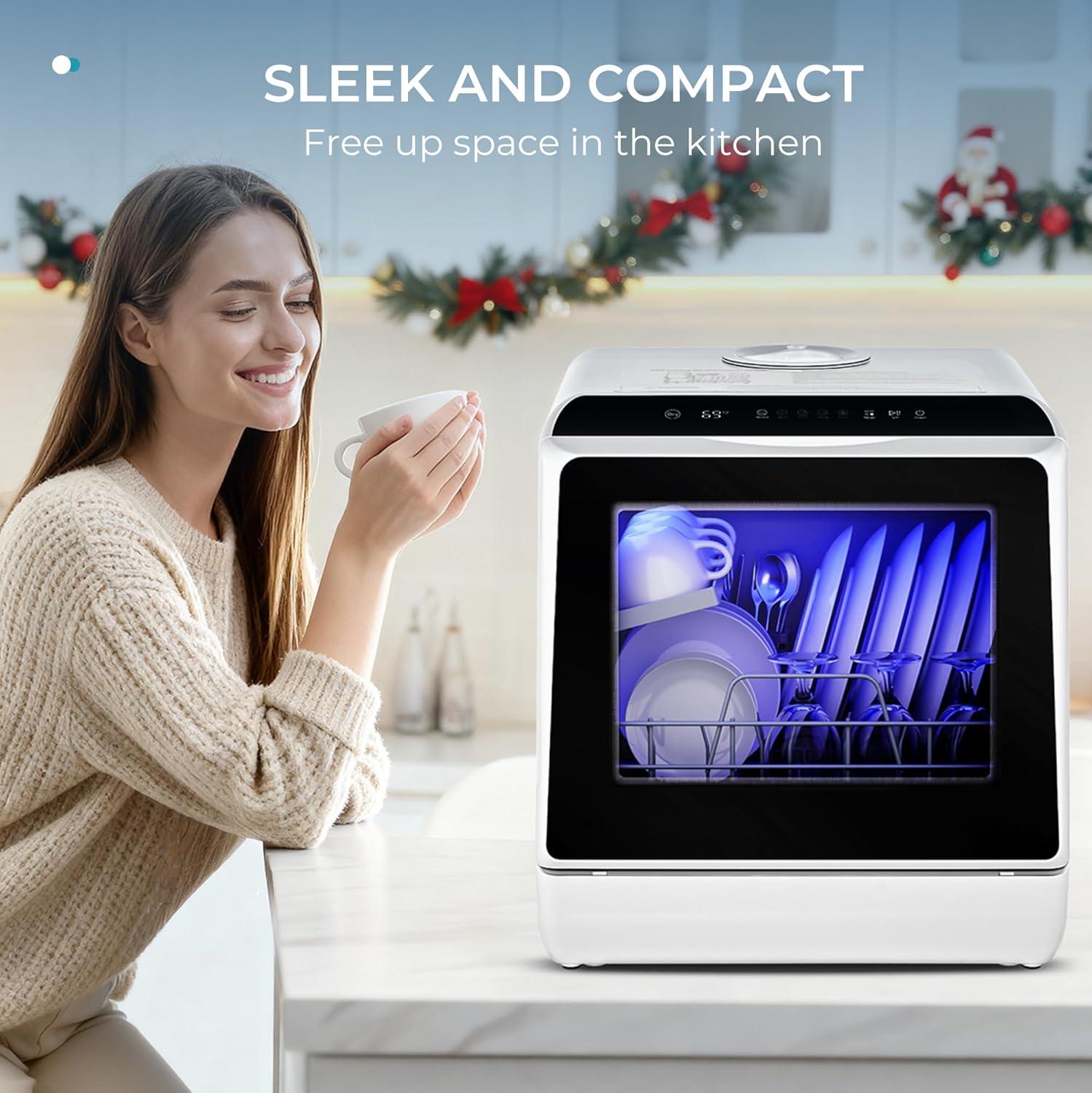 image:imageEUHOMY Countertop Dishwasher Portable with 6 Programs 5L Builtin Water Tank for Apartments amp RV 167 HighTemp No Hookup Needed Mini Dishwasher with Baby Care Air DryQuickECOFruitNormal ModeDishwasher