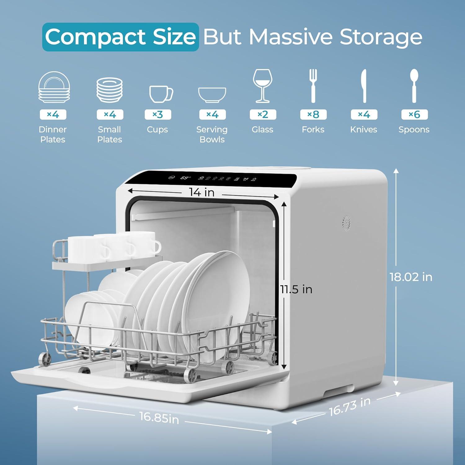 image:imageEUHOMY Countertop Dishwasher Portable with 6 Programs 5L Builtin Water Tank for Apartments amp RV 167 HighTemp No Hookup Needed Mini Dishwasher with Baby Care Air DryQuickECOFruitNormal ModeDishwasher