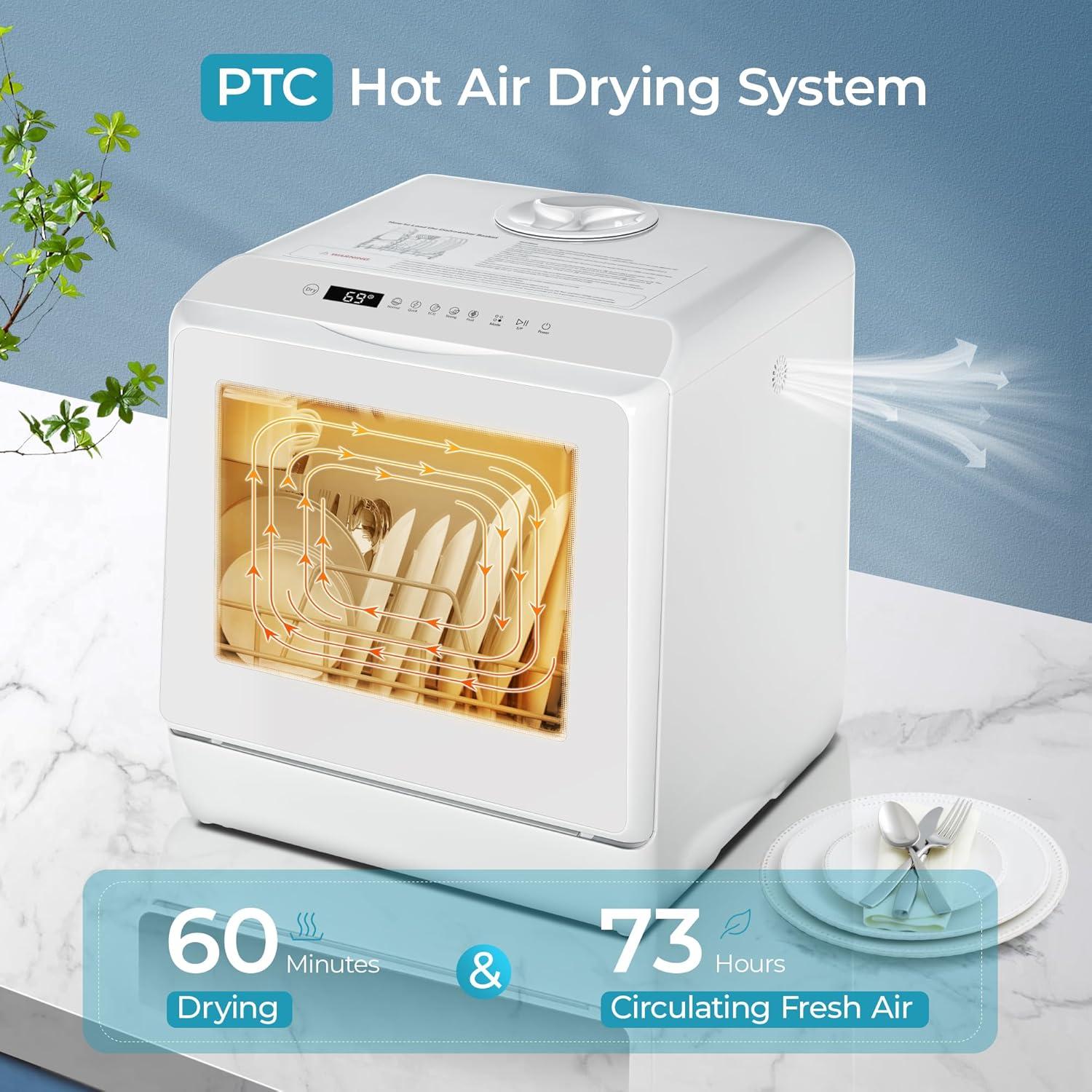 image:imageEUHOMY Countertop Dishwasher Portable with 6 Programs 5L Builtin Water Tank for Apartments amp RV 167 HighTemp No Hookup Needed Mini Dishwasher with Baby Care Air DryQuickECOFruitNormal Mode6 Programs White
