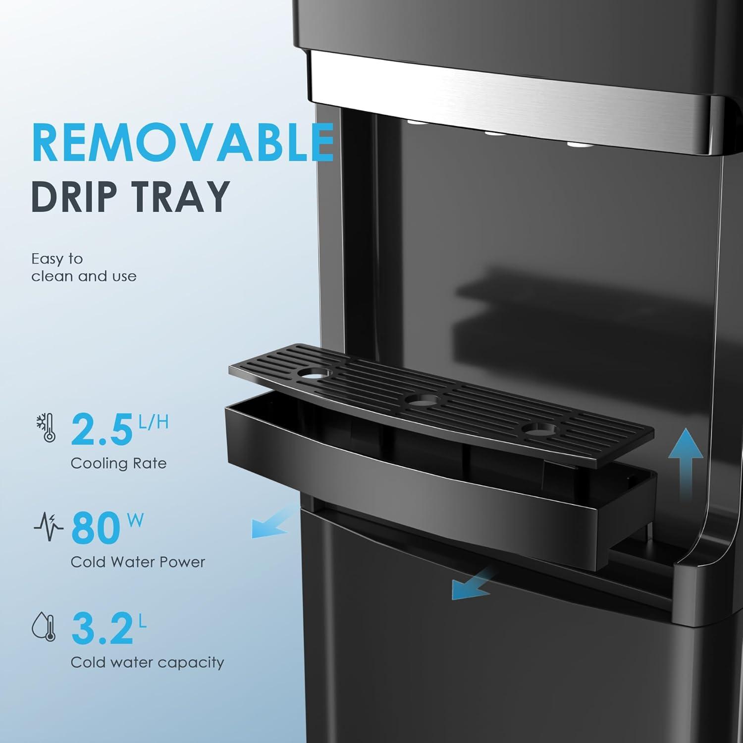 image:imageEuhomy Top Loading Water Cooler for 5 Gallons 3 Temperature SettingsColdHotWarm Child Safety Lock Water Dispenser for Apartments Schools Companies Black3 Spoutstop load