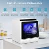 EUHOMY Countertop Dishwasher Portable with 6 Programs, 5L Built-in Water Tank for Apartments & RV, 167℉ High-Temp, No Hookup Needed, Mini Dishwasher with Baby Care, Air Dry/Quick/ECO/Fruit/Normal Mode(6 Programs – Black)
