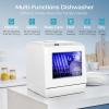 EUHOMY Countertop Dishwasher Portable with 6 Programs, 5L Built-in Water Tank for Apartments & RV, 167℉ High-Temp, No Hookup Needed, Mini Dishwasher with Baby Care, Air Dry/Quick/ECO/Fruit/Normal Mode(6 Programs – White)