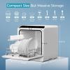 EUHOMY Countertop Dishwasher Portable with 6 Programs, 5L Built-in Water Tank for Apartments & RV, 167℉ High-Temp, No Hookup Needed, Mini Dishwasher with Baby Care, Air Dry/Quick/ECO/Fruit/Normal Mode(6 Programs – Black)