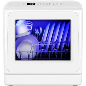 EUHOMY Countertop Dishwasher Portable with 6 Programs, 5L Built-in Water Tank for Apartments & RV, 167℉ High-Temp, No Hookup Needed, Mini Dishwasher with Baby Care, Air Dry/Quick/ECO/Fruit/Normal Mode(6 Programs – White)