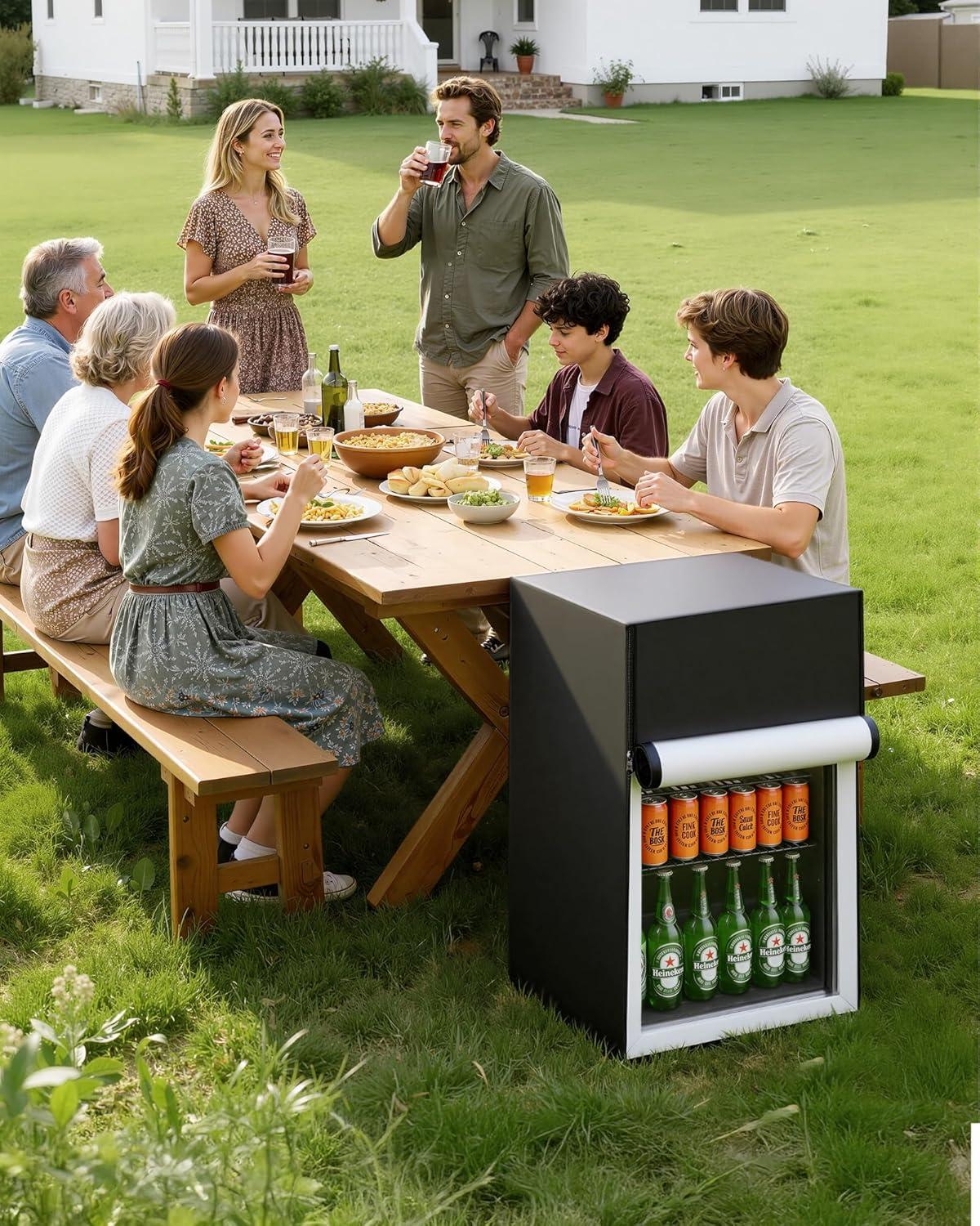 image:imageEUHOMY Outdoor Refrigerator Cover Waterproof and Dustproof Upright Mini Fridge Covers Freezer Cover for 45 Cuft Beverage refrigerator fridge 213 D x 205 W x 317 H Black191Dx181Wx315H
