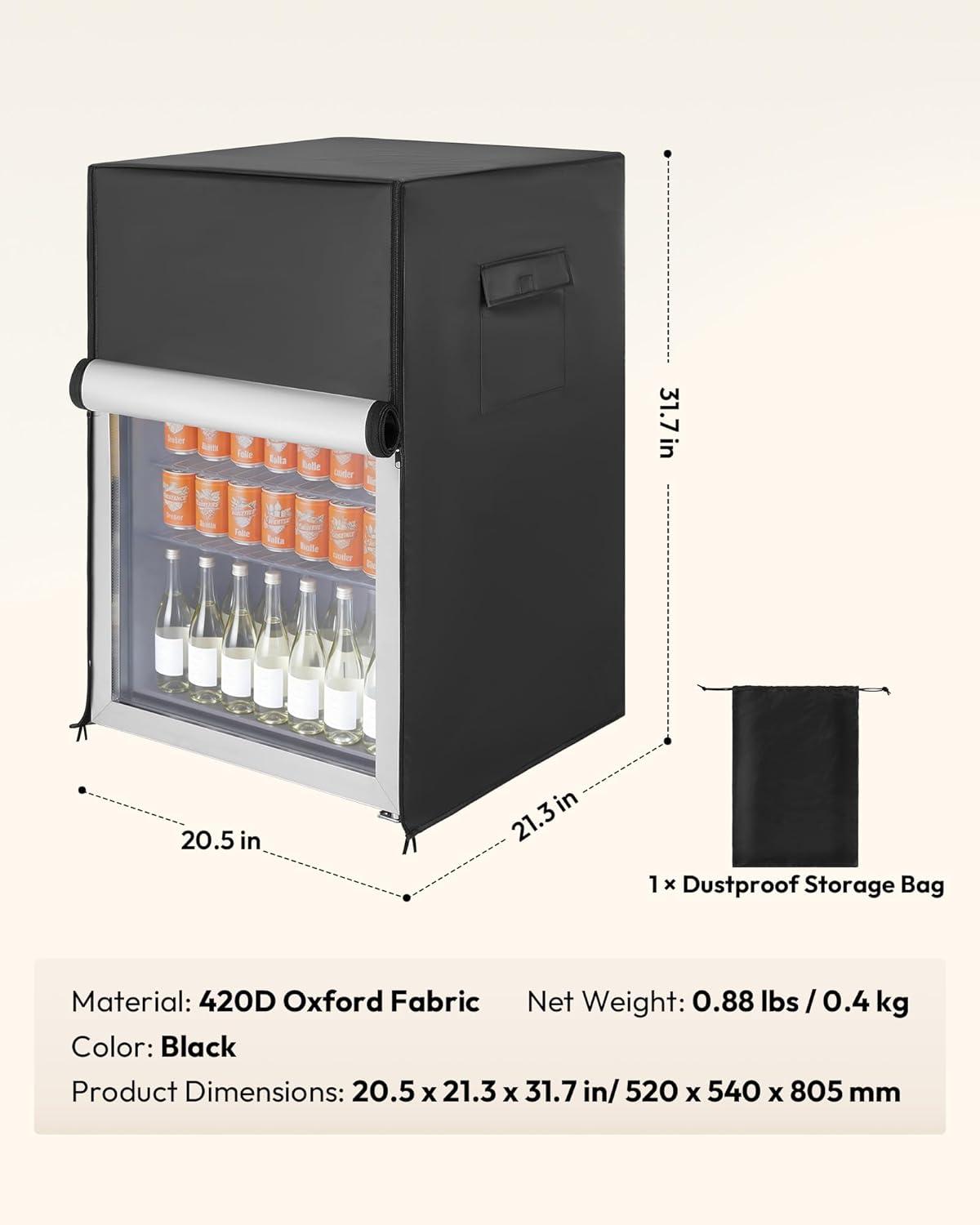 image:imageEUHOMY Outdoor Refrigerator Cover Waterproof and Dustproof Upright Mini Fridge Covers Freezer Cover for 45 Cuft Beverage refrigerator fridge 213 D x 205 W x 317 H Black213D x 205W x 317H