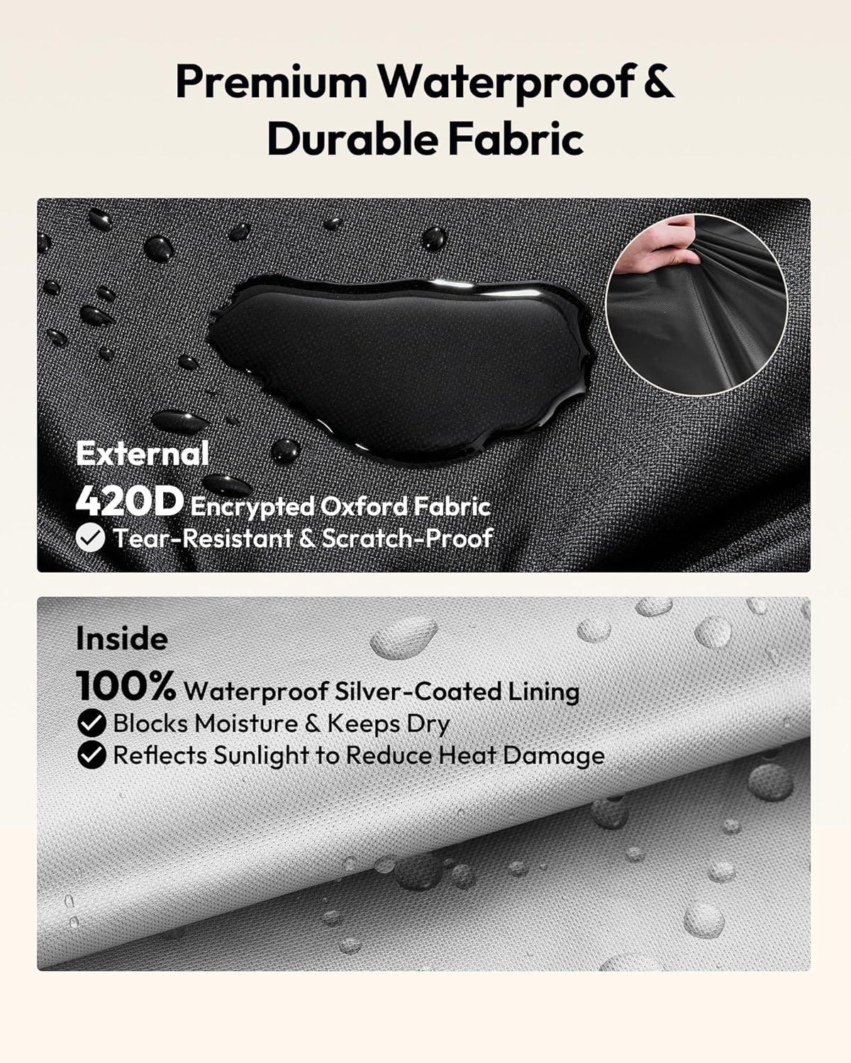 image:imageEUHOMY Outdoor Refrigerator Cover Waterproof and Dustproof Upright Mini Fridge Covers Freezer Cover for 45 Cuft Beverage refrigerator fridge 213 D x 205 W x 317 H Black191Dx181Wx315H