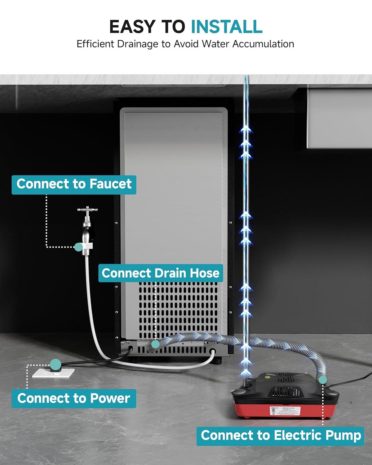 image:imageEUHOMY Under Counter Ice Maker with Drain Pump 90 lbsDay Ice Machine AutoCleaning amp 24H Timer Stainless Steel Commercial Ice Maker with 24 lbs Storage for HomeBarCafeRestaurant90lbsday