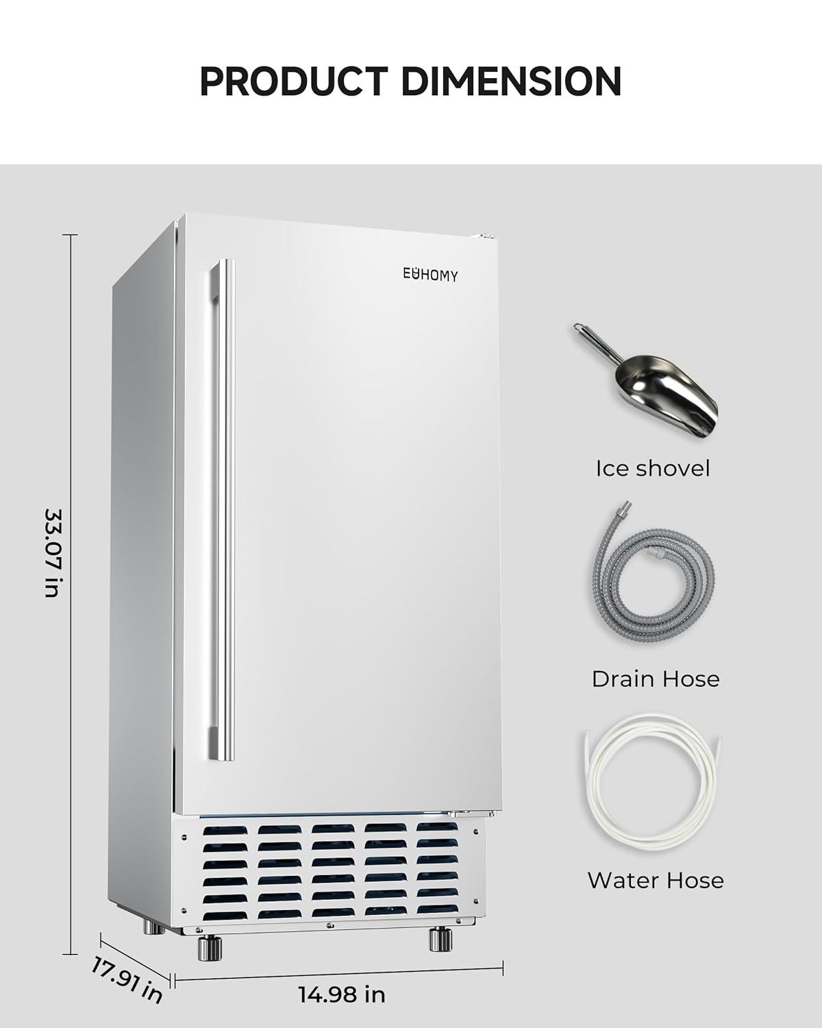 image:imageEUHOMY Under Counter Ice Maker with Drain Pump 90 lbsDay Ice Machine AutoCleaning amp 24H Timer Stainless Steel Commercial Ice Maker with 24 lbs Storage for HomeBarCafeRestaurant49lbsdayNugget Ice