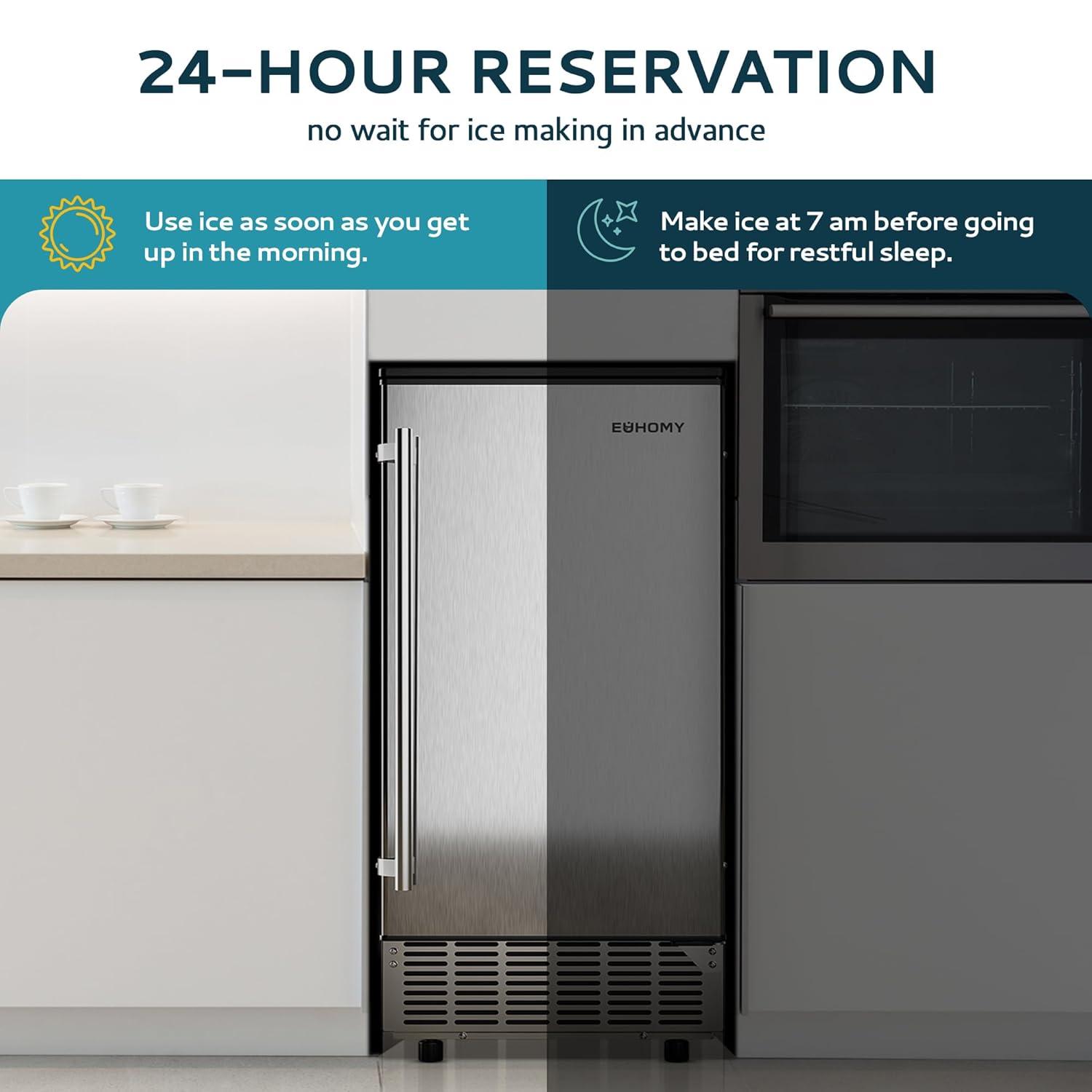 image:imageEUHOMY Under Counter Ice Maker with Drain Pump 90 lbsDay Ice Machine AutoCleaning amp 24H Timer Stainless Steel Commercial Ice Maker with 24 lbs Storage for HomeBarCafeRestaurant85lbsday