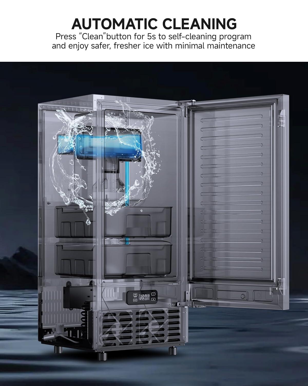 image:imageEUHOMY Under Counter Ice Maker with Drain Pump 90 lbsDay Ice Machine AutoCleaning amp 24H Timer Stainless Steel Commercial Ice Maker with 24 lbs Storage for HomeBarCafeRestaurant49lbsdayNugget Ice