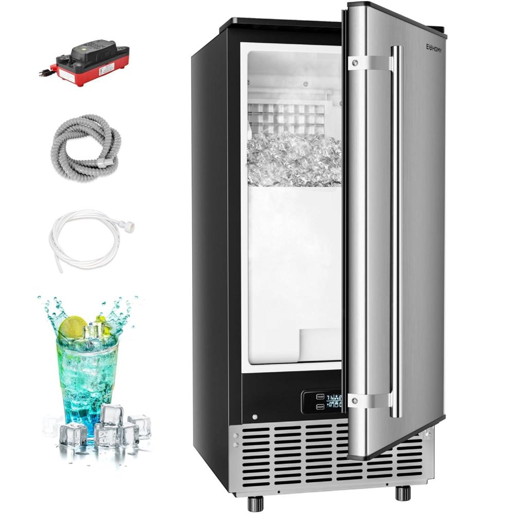 image:imageEUHOMY Under Counter Ice Maker with Drain Pump 90 lbsDay Ice Machine AutoCleaning amp 24H Timer Stainless Steel Commercial Ice Maker with 24 lbs Storage for HomeBarCafeRestaurant90lbsday