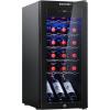 EUHOMY 12 Bottle Compressor Wine Cooler Refrigerator with Lock, Freestanding Mini Wine Fridge with Digital Temperature Control, Wine Refrigerator with Glass Door For Red White Wine, Champagne, Black(18 Bottle)
