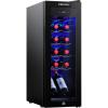 EUHOMY 12 Bottle Compressor Wine Cooler Refrigerator with Lock, Freestanding Mini Wine Fridge with Digital Temperature Control, Wine Refrigerator with Glass Door For Red White Wine, Champagne, Black(12 Bottle)