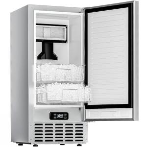 EUHOMY Under Counter Ice Maker with Drain Pump, 90 lbs/Day Ice Machine, Auto-Cleaning & 24H Timer, Stainless Steel Commercial Ice Maker with 24 lbs Storage for Home/Bar/Cafe/Restaurant(49lbs/day/Nugget Ice)