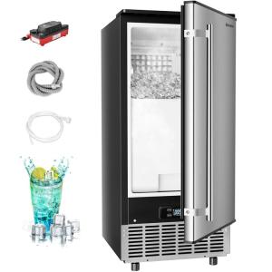 EUHOMY Under Counter Ice Maker with Drain Pump, 90 lbs/Day Ice Machine, Auto-Cleaning & 24H Timer, Stainless Steel Commercial Ice Maker with 24 lbs Storage for Home/Bar/Cafe/Restaurant(90lbs/day)