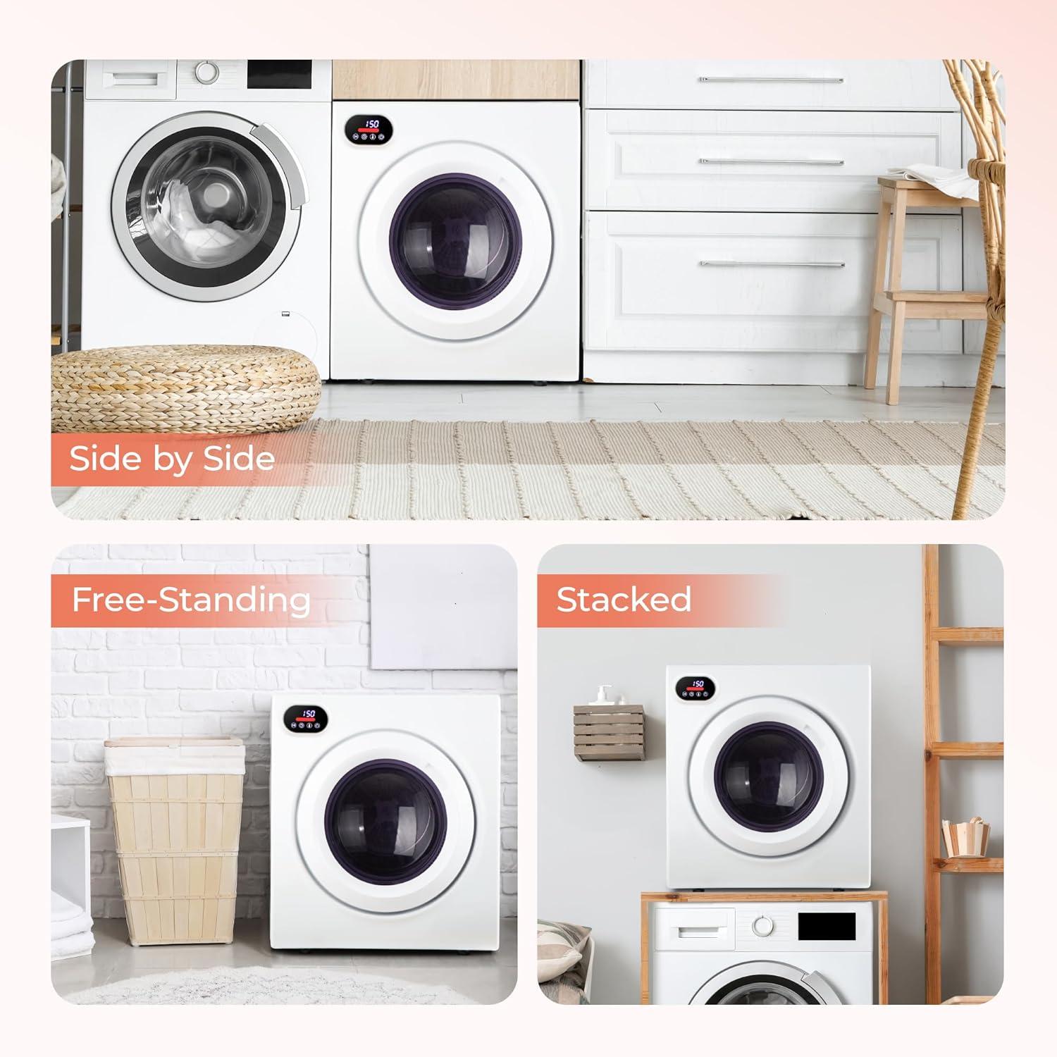 image:imageEuhomy 15 CuFt Portable Dryer 850W Clothes Dryer with Stainless Steel Drum 4 Functions LED Control Panel 120V portable dryers for laundry Suitable for Apartments Dorm RVs White265 CuFt No1