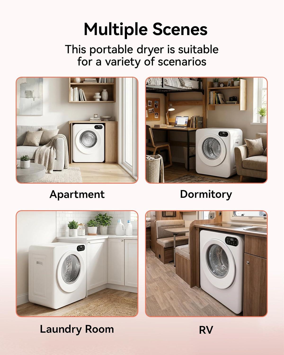 image:imageEuhomy 15 CuFt Portable Dryer 850W Clothes Dryer with Stainless Steel Drum 4 Functions LED Control Panel 120V portable dryers for laundry Suitable for Apartments Dorm RVs White15 CuFt No2