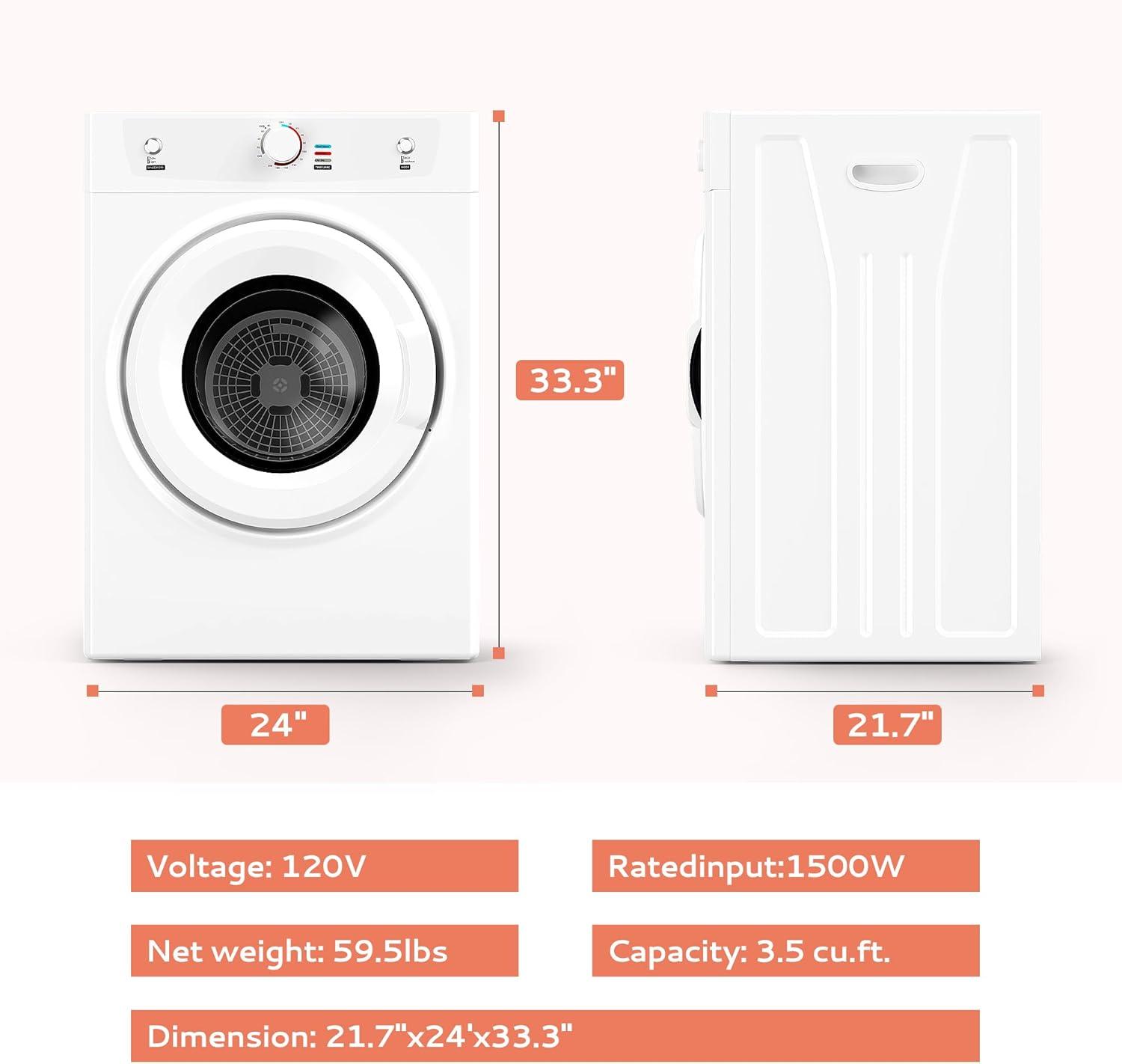 image:imageEuhomy Portable Clothes Dryer 15 CuFt Portable Dryer 850W Drying Machine with FrontLoading Stainless Steel Drum 5 Functions Suitable for Apartments Dorms RVs Small Spaces35 cu ft