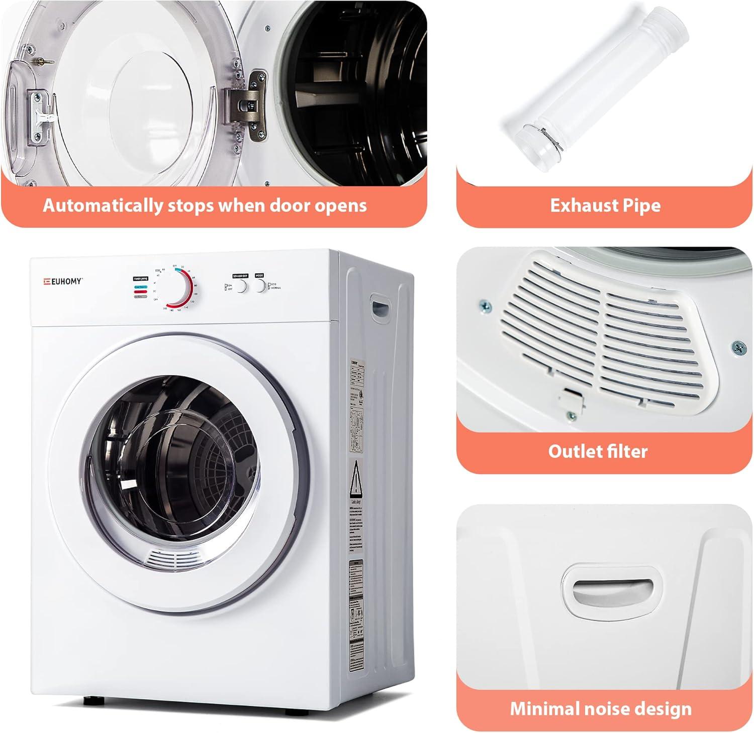 image:imageEuhomy Portable Clothes Dryer 15 CuFt Portable Dryer 850W Drying Machine with FrontLoading Stainless Steel Drum 5 Functions Suitable for Apartments Dorms RVs Small Spaces18 cu ft