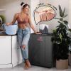 EUHOMY 1.5 Cu.ft. Portable Clothes Dryer, 850W Compact Dryer with Exhaust Hose, Mirror Finish, LCD Touch Panel, 4 Drying Modes, 5.5lbs Capacity, Portable Dryer for Apartments, Dorms, Rvs, Black(Black)
