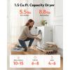 EUHOMY 1.5 Cu.ft. Portable Dryer with 4 Drying Programs, 5.5 lbs Clothes Capacity, Mirror Finish & LCD Touch Panel, 850W Portable Clothes Dryer for Apartment, Dorm & RV, White(White)