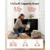 EUHOMY 1.5 Cu.ft. Portable Dryer with 4 Drying Programs, 5.5 lbs Clothes Capacity, Mirror Finish & LCD Touch Panel, 850W Portable Clothes Dryer for Apartment, Dorm & RV, White(Black)