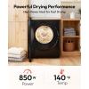 EUHOMY 1.5 Cu.ft. Portable Dryer with 4 Drying Programs, 5.5 lbs Clothes Capacity, Mirror Finish & LCD Touch Panel, 850W Portable Clothes Dryer for Apartment, Dorm & RV, White(Black)