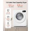 Euhomy 1.5 Cu.Ft Portable Dryer, 850W Clothes Dryer with Stainless Steel Drum, 4 Functions, LED Control Panel, 120V portable dryers for laundry, Suitable for Apartments, Dorm, RVs, White(1.5 Cu.Ft. No.2)
