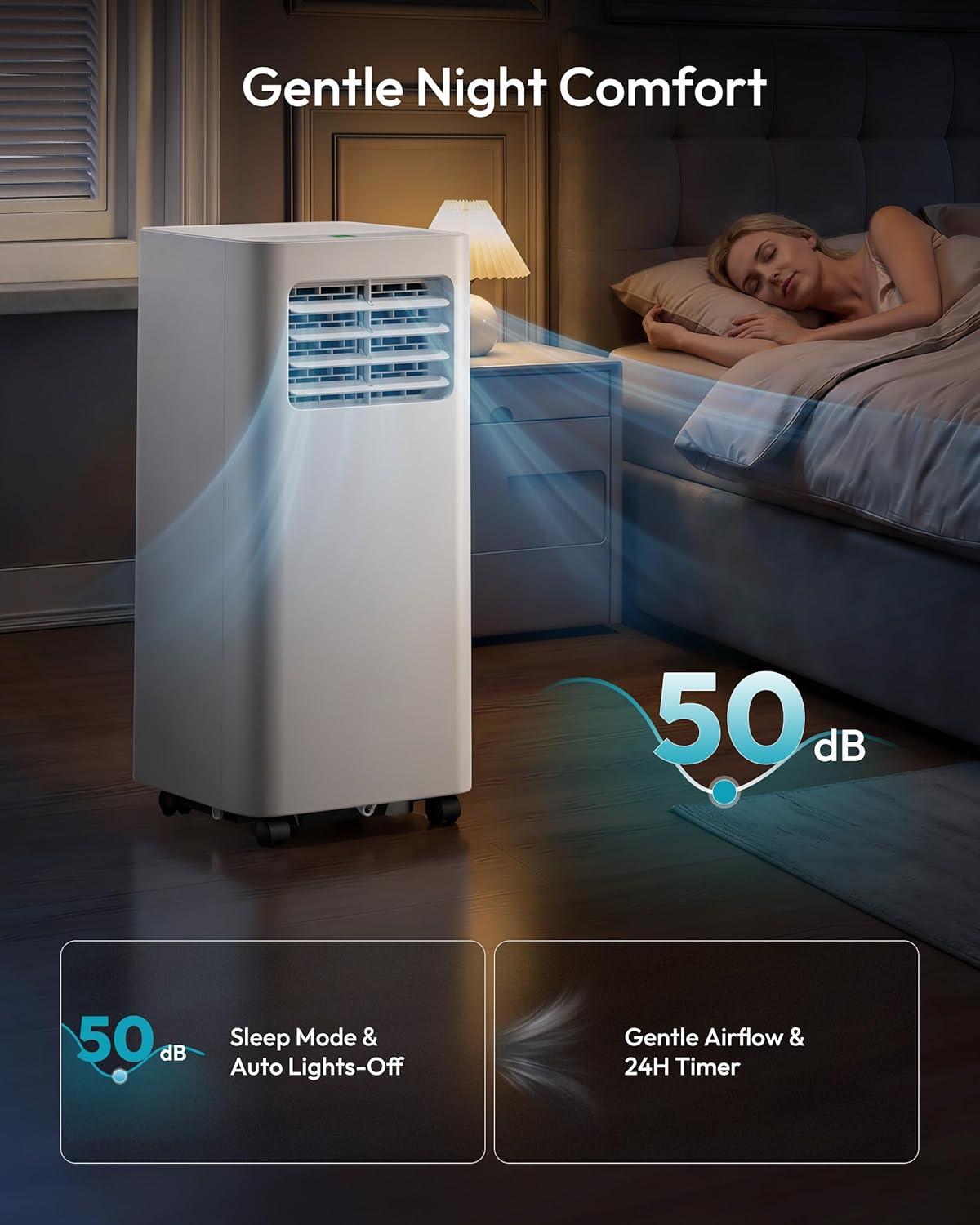 image:imageEUHOMY 8000 BTU Portable Air Conditioners 4in1 Air Conditioner Portable Up to 350 SqFt Portable AC Unit with Cool Fan Dehumidifier Sleep 24H Timer Remote amp Installation Kit for Bedroom12 000