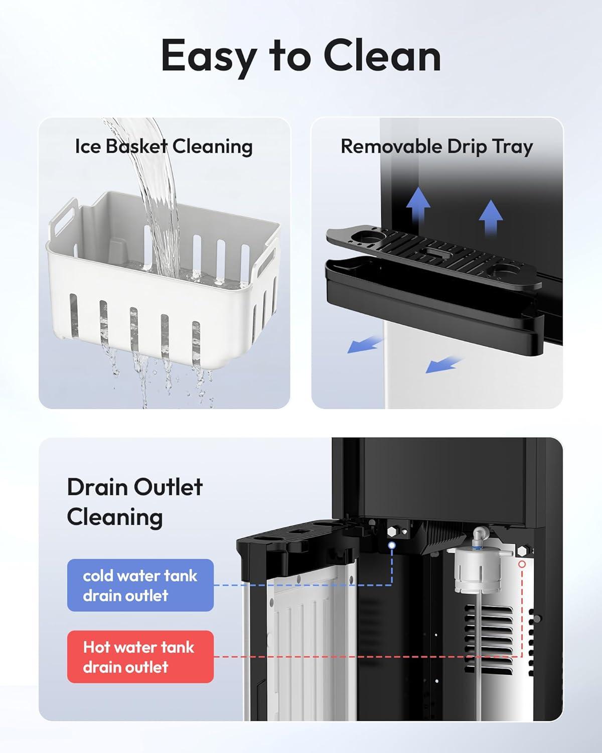 image:imageEuhomy 4in1 Water Dispenser with Ice Maker BottomLoading Hot amp Cold Water Cooler Fits 3 amp 5 Gallons 33 lbs24h Ice Production Childproof LockBlack