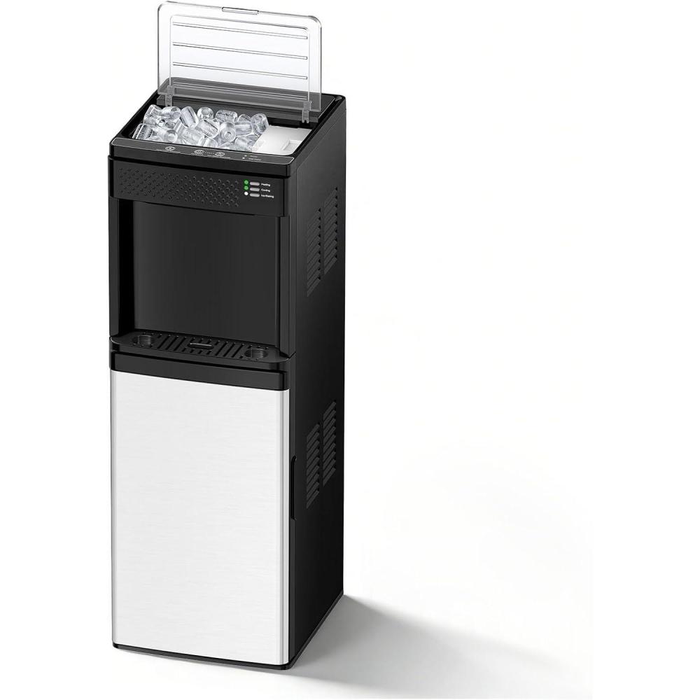 image:imageEuhomy 4in1 Water Dispenser with Ice Maker BottomLoading Hot amp Cold Water Cooler Fits 3 amp 5 Gallons 33 lbs24h Ice Production Childproof LockBlack
