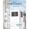 EUHOMY 8,000 BTU Portable Air Conditioners, 4-in-1 Air Conditioner Portable Up to 350 Sq.Ft., Portable AC Unit with Cool, Fan, Dehumidifier, Sleep, 24H Timer, Remote & Installation Kit, for Bedroom(10 000)