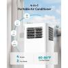EUHOMY 8,000 BTU Portable Air Conditioners, 4-in-1 Air Conditioner Portable Up to 350 Sq.Ft., Portable AC Unit with Cool, Fan, Dehumidifier, Sleep, 24H Timer, Remote & Installation Kit, for Bedroom(12000)