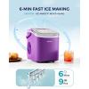 EUHOMY Countertop Ice Maker Machine with Handle, 26lbs in 24Hrs, 9 Ice Cubes Ready in 6 Mins, Self-Cleaning Portable Ice Maker with Basket and Scoop, for Home/Kitchen/Camping/RV. (Black)(Purple)