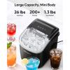 EUHOMY Countertop Ice Maker Machine with Handle, 26lbs in 24Hrs, 9 Ice Cubes Ready in 6 Mins, Self-Cleaning Portable Ice Maker with Basket and Scoop, for Home/Kitchen/Camping/RV. (Black)(Black)