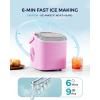 EUHOMY Countertop Ice Maker Machine with Handle, 26lbs in 24Hrs, 9 Ice Cubes Ready in 6 Mins, Self-Cleaning Portable Ice Maker with Basket and Scoop, for Home/Kitchen/Camping/RV. (Black)(Pink)