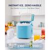 EUHOMY Countertop Ice Maker Machine with Handle, 26lbs in 24Hrs, 9 Ice Cubes Ready in 6 Mins, Self-Cleaning Portable Ice Maker with Basket and Scoop, for Home/Kitchen/Camping/RV. (Black)(Blue)