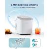 EUHOMY Countertop Ice Maker Machine with Handle, 26lbs in 24Hrs, 9 Ice Cubes Ready in 6 Mins, Self-Cleaning Portable Ice Maker with Basket and Scoop, for Home/Kitchen/Camping/RV. (Black)(White)